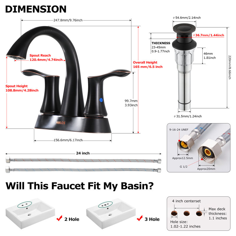 Centerset 2-Handle Bathroom Faucet with Drain Assembly, Oil Rubbed Bronze