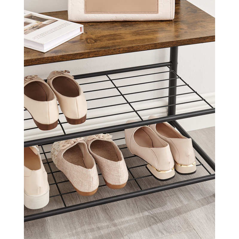 Parke Hall Tree 27.6'' Wide with Bench and Shoe Storage, Black/Brown