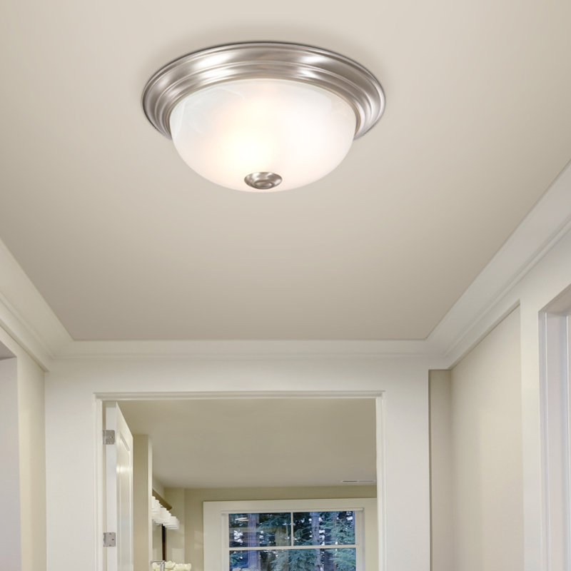 Plafonnier encastré 1 lumière 10,38 po, Nickel satiné