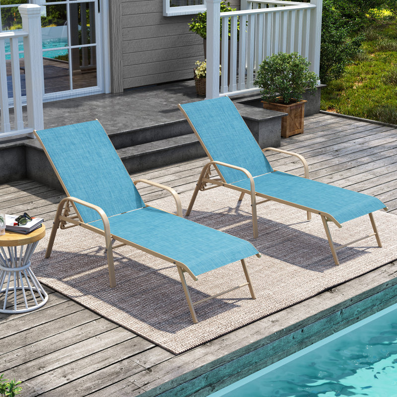 Chaise longue d'extérieur en aluminium Guyden, Bleu