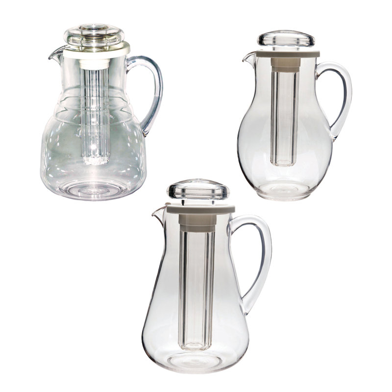 MWP Pitcher Plastic Pitcher with Ice Tube, 10.5" H x 6" W x 7.25" D