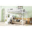 Lit mezzanine en métal blanc pour grand lit avec escalier, rangement et garde-robe, support de poids de 400 lb, 54,3 pouces de dessous pour chambre polyvalente pour adolescents-818509317-818509316