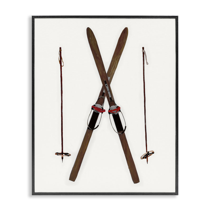 «Minimal Winter Skis», estampe numérique encadrée par Charity Henderson, Noir, noir, noir, noir, H 14 po x l 11 po