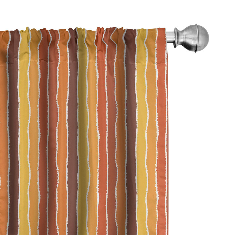 Earth Tones Striped Semi-Sheer Rod Pocket Curtain Panels, 28" x 95"
