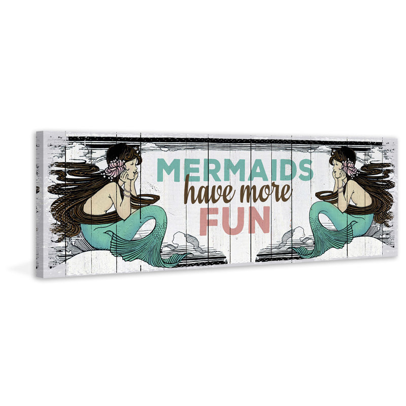 Mermaid Fun - Wrapped Canvas Print, 25cm H x 76cm W x 3.81cm D