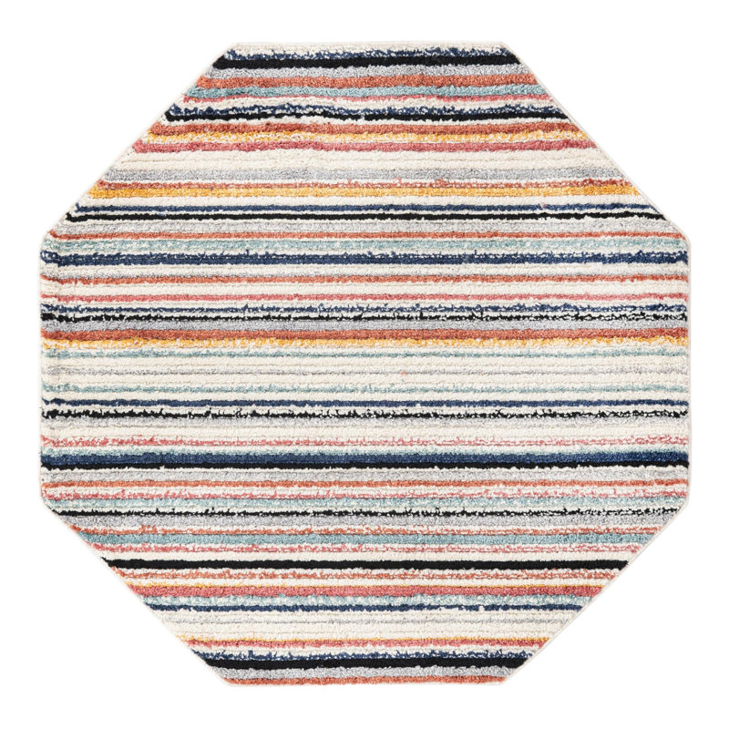 Prentice Striped Indoor Rug, Octagon 5'3" x 5'3"