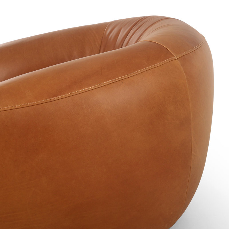 Saldana Leather Swivel Club Chair