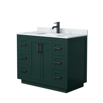 Meuble-lavabo simple autoportant 42 po avec plateau en marbre Miranda