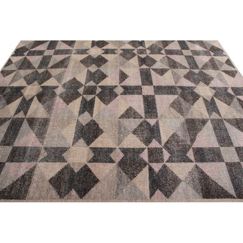 Distressed Homage Wool Geometric Area Rug, Rectangle 10' x 14'