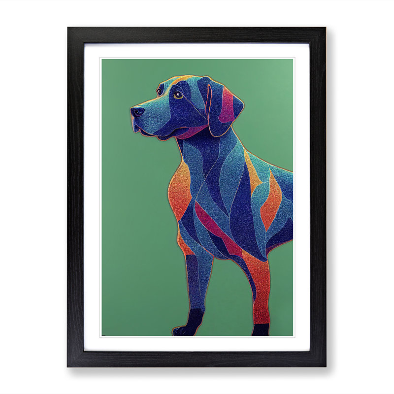 Mysterious Dog Abstract - Framed Print, Black, 64cm H x 46cm W x 2cm D