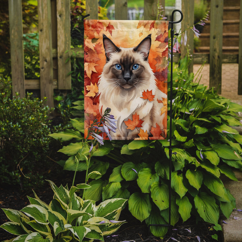 Chat en feuilles d'automne drapeau de jardin, Balinais
