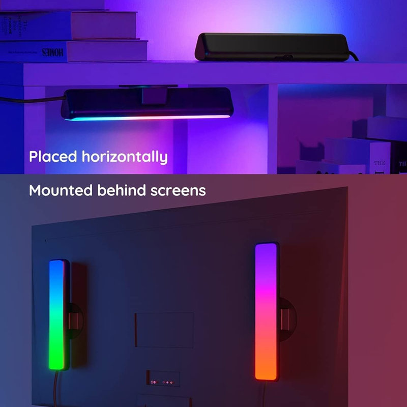 Smart LED Light Bars, Work with Alexa - RGBICWW WiFi TV Backlights with Scene and Music Modes for Gaming, PC, Room Decoration