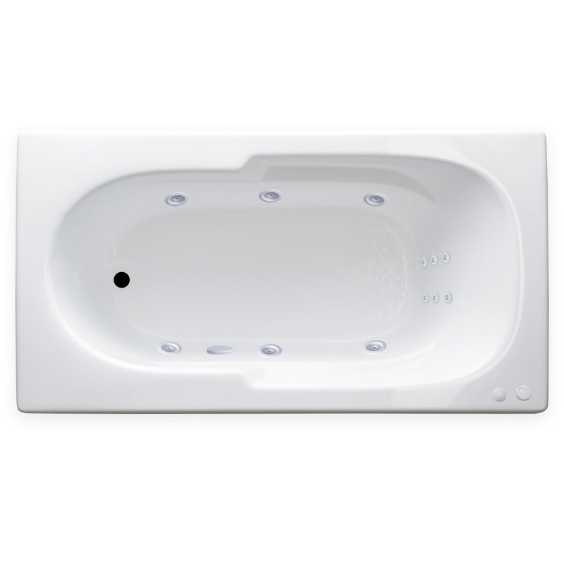 60'' x 32'' Drop-In Whirlpool Acrylic Bathtub, Left
