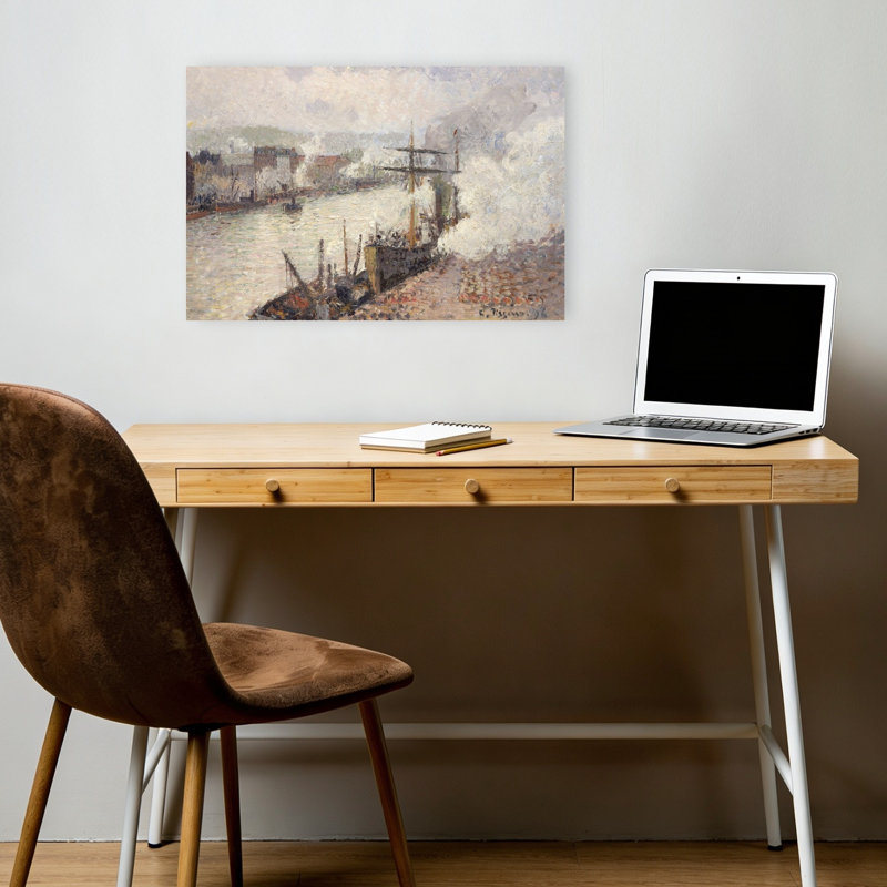 Steamboats In The Port Of Rouen, 1896 Contemporary City Wall Art Print by Camille Pissarro - 1 Piece Wrapped Canvas Wall Art