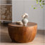 31.50"Vintage Style Bucket Shaped Coffee Table With Storage Function, For Office, Dining Room And Living Room, Brown-693784506