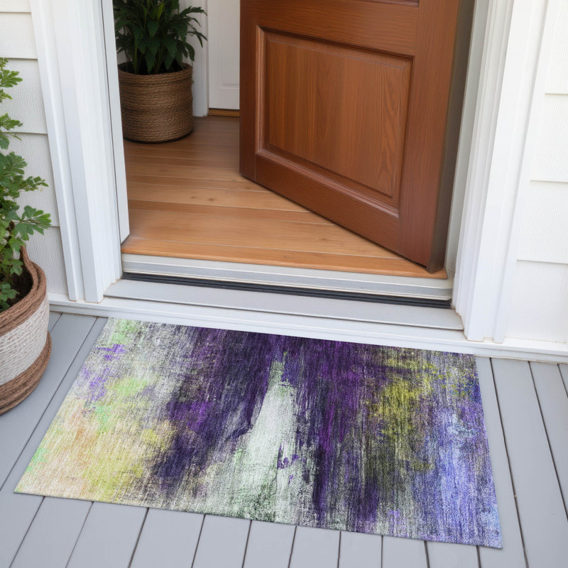 Machine Washable Indoor/Outdoor Xhevrie Purple Rug, Rectangle 1'8" x 2'6"