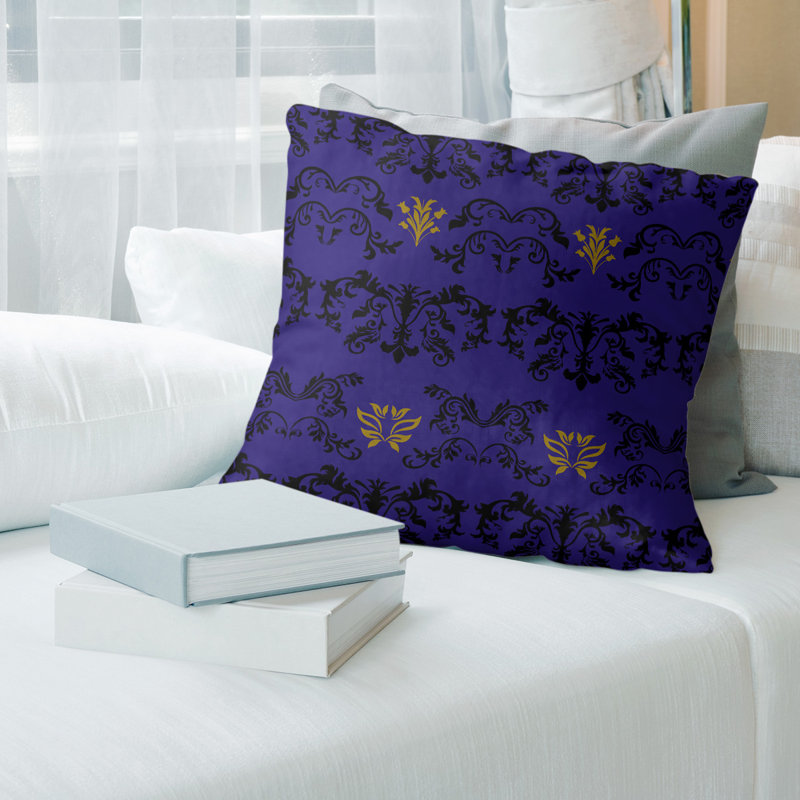 Housse de coussin Baltimore Football Baroque, Faux lin, 26 po x 26 po, Bleu / noir / kaki