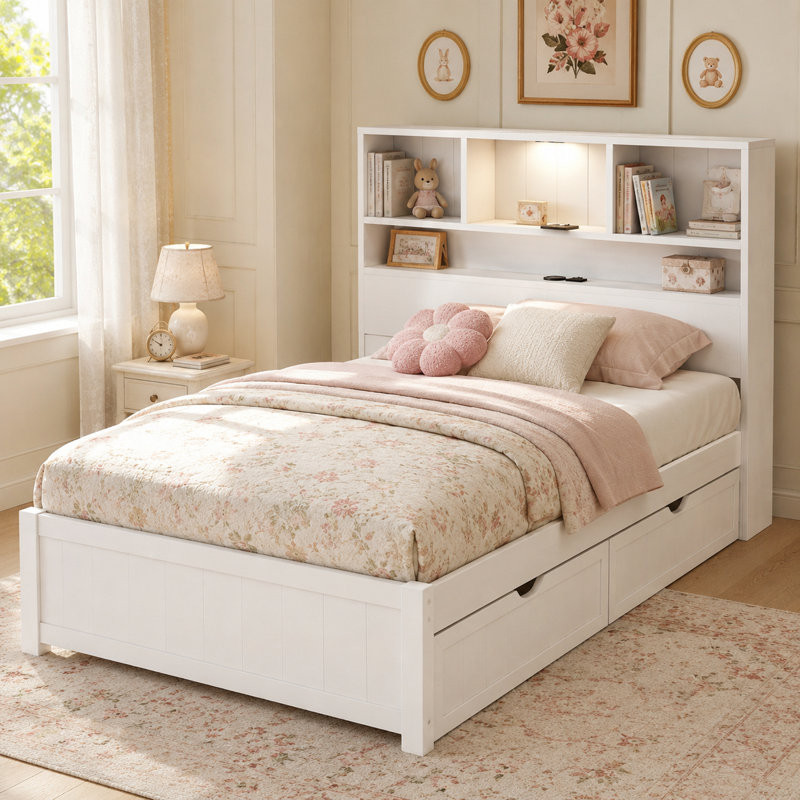 Lit plateforme simple Lympsham Cloud-Safe, White