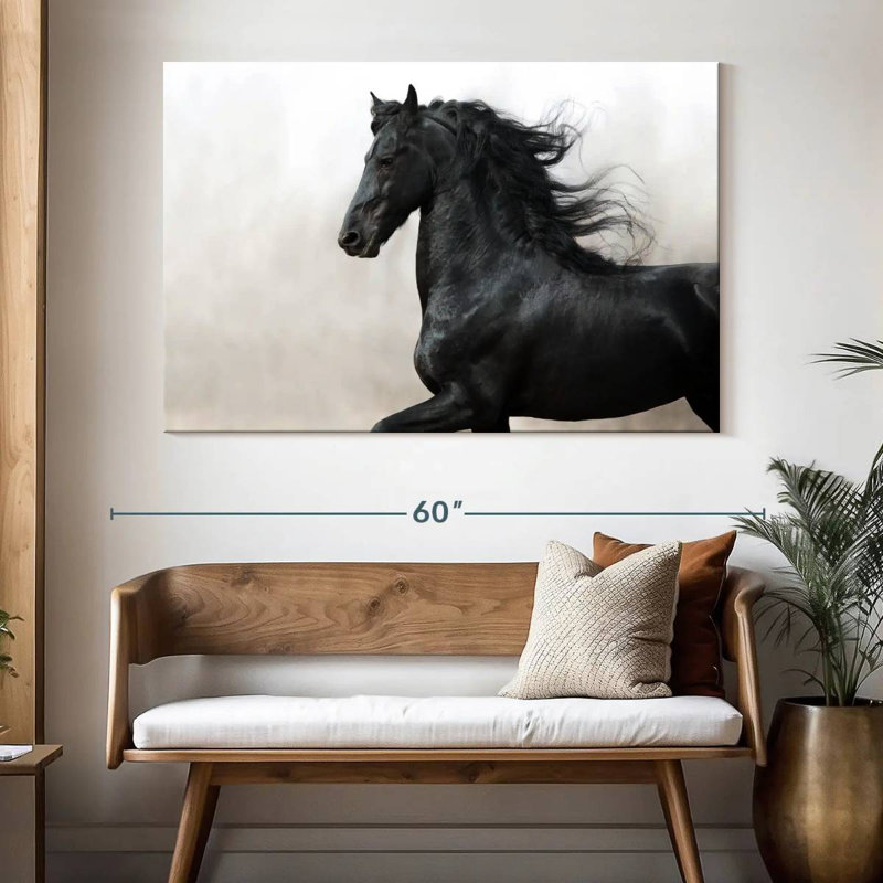 Black Friesian Horse, 34" H x 51" W