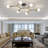 Modern Mid Centur 6 Light Semi Flush Mount Ceiling Lighting Fixture ,Minimalist Gold And Black Sputnik Chandelier