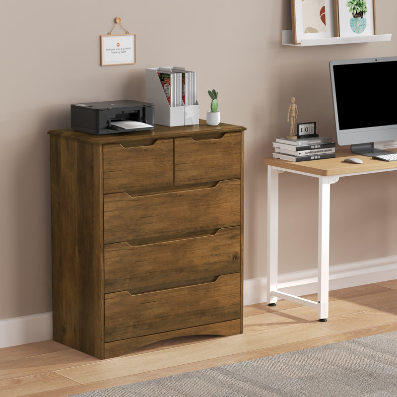 37'H 5-Drawer Upright Dressing Table,Storage  cabinet  With Concealed Handles, Modern Style, Suitable For Bedrooms And Small Spaces.