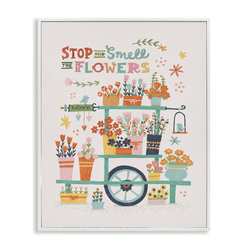 «Inspiring Assorted Flower Cart», art de la giclée encadrée par Irene Chan, Estampe numérique encadrée blanc bord de mer