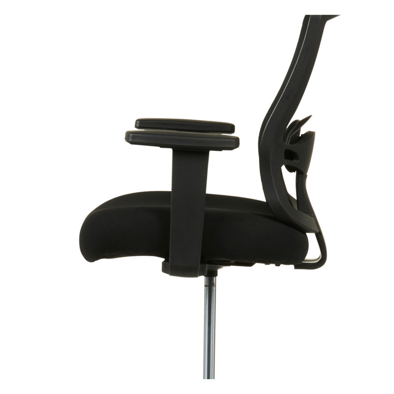 Adjustable Black Mesh Swivel Stool with Fixed Arms