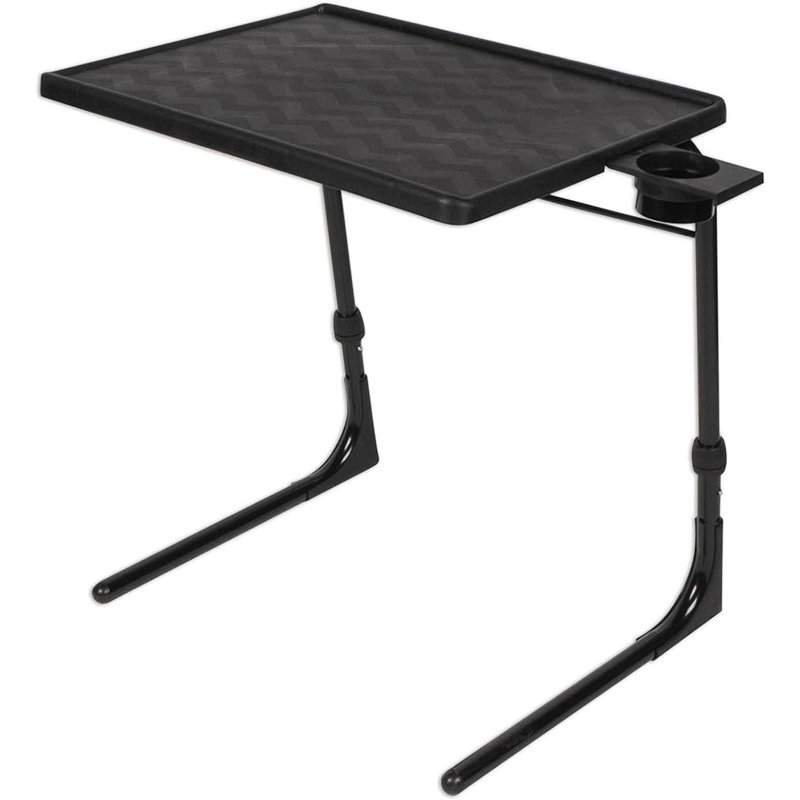 Computer Desk Table - Folding Couch Trays For Eating, Portable Bed Dinner Adjustable Computer Desk With 3 Angles, Cup Holder, Black