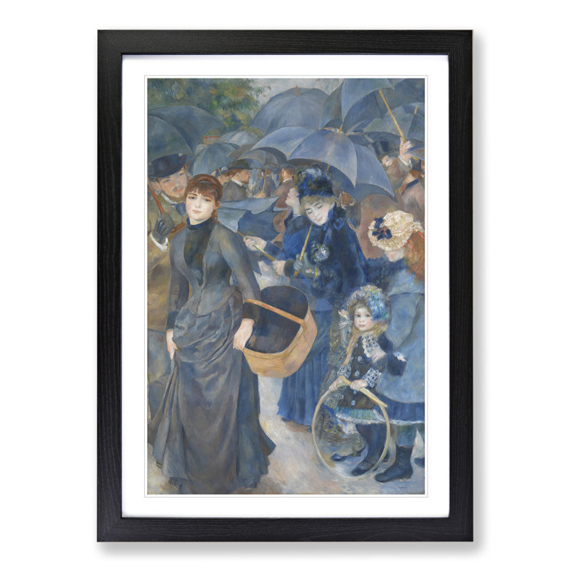 The Umbrellas by Pierre-Auguste Renoir - Picture Frame Painting, 36cm H x 27cm W x 2cm D, Black