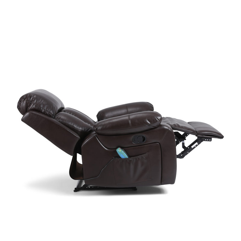 Analiha 91cm Wide Wing Chair Recliner, Brown Leather Match