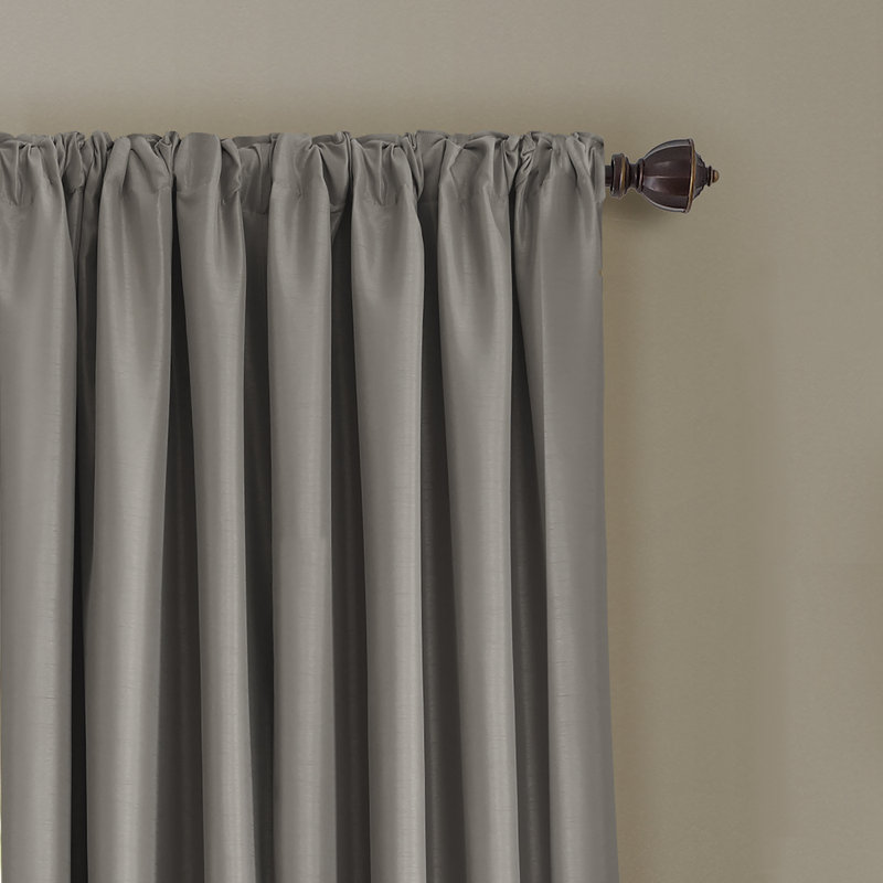 Ardmore Polyester Room Darkening Single Curtain Panel, Silver, 52" W x 95" L