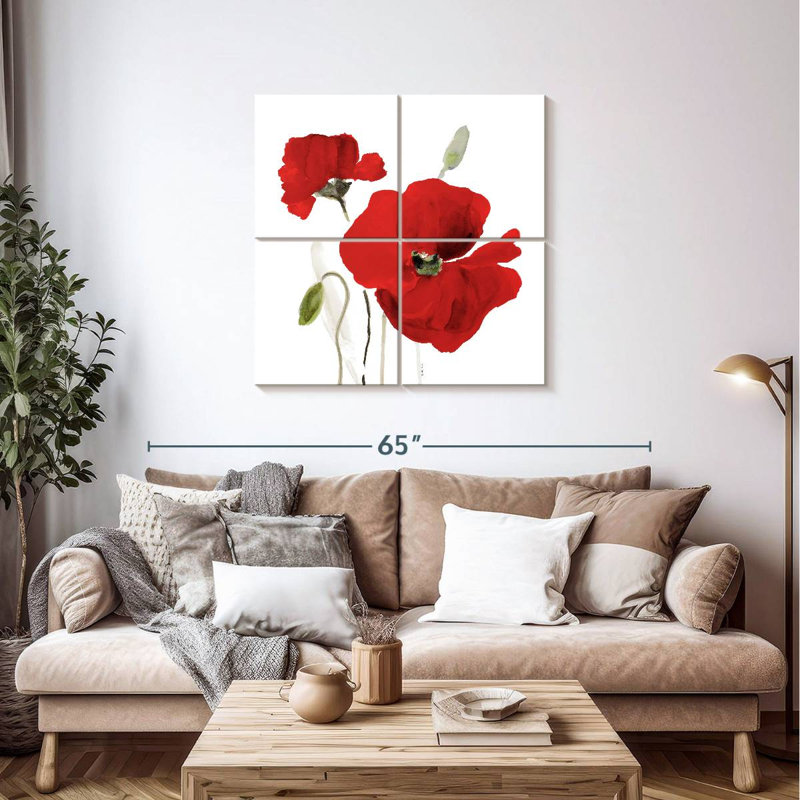 Harnek All Red Poppies I, H 38 po x l 38 po