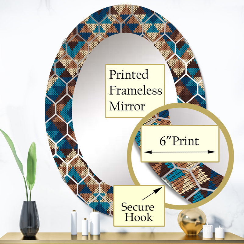 Tribal Aztec Geometrics - Miroir mural moderne, 36 po x 24 po