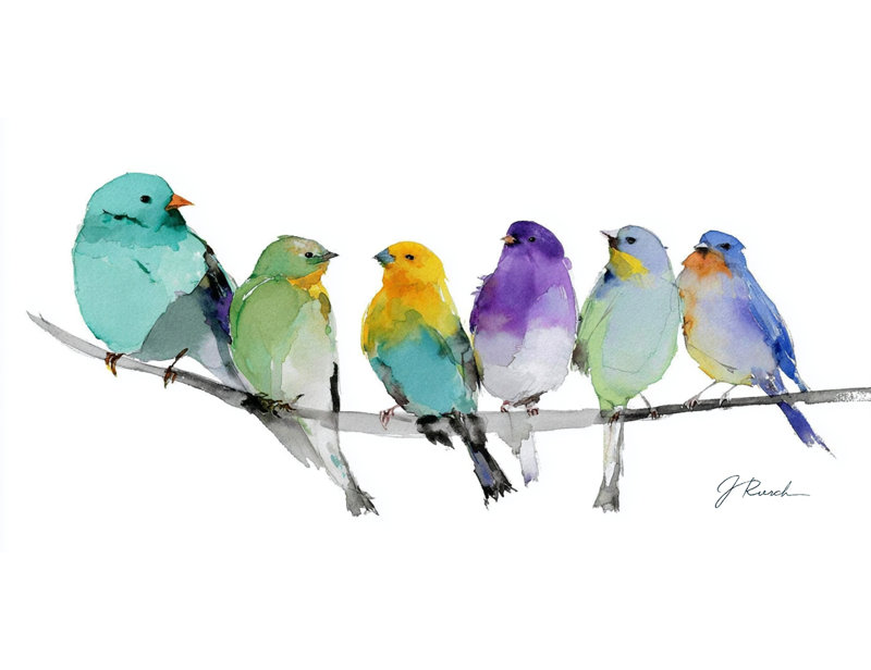 Art mural sur toile Rainbow Flock, H 24 po x l 48 po