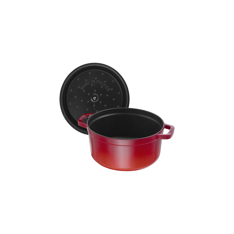 La Cocotte Cast Iron Round Cocotte, 7 quarts, Cherry