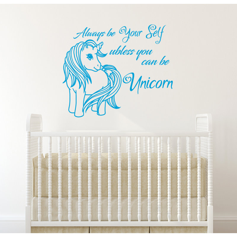 Décalcomanie murale chambre de bébé licorne, Bleu givré