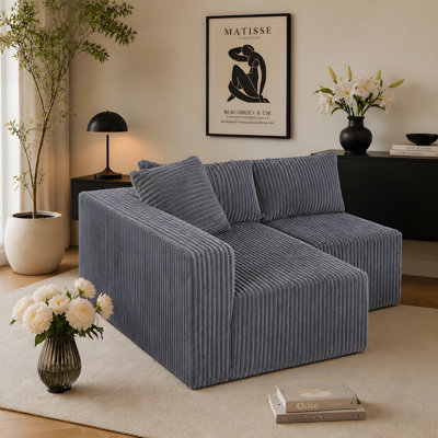 Canapé modulaire en velours côtelé de 128 po Modern