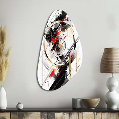 Tourbillon noir et rouge à facettes multiples - cubisme, forme murale en métal, reproduction d'art asymétrique noire