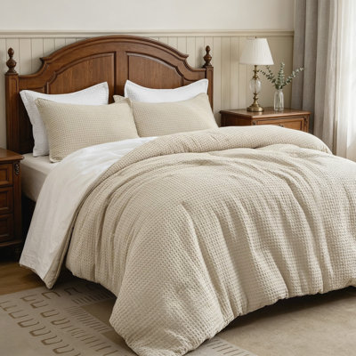 100% Cotton Waffle Weave Duvet Cover Set