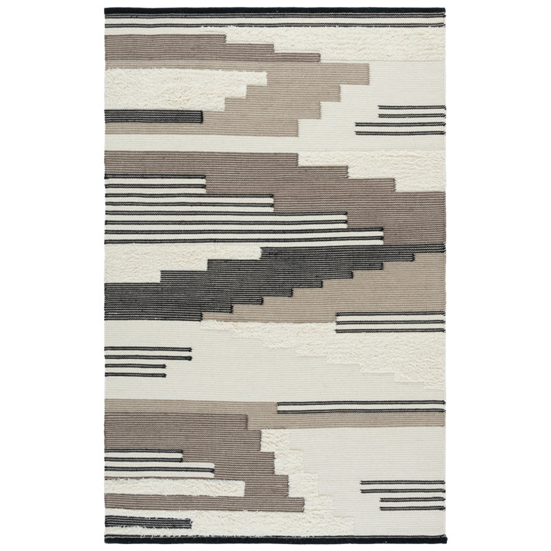 Kenya 280 Hand Woven 80% Wool; 20% Cotton Geometric Rug, Rectangle 5' x 8'