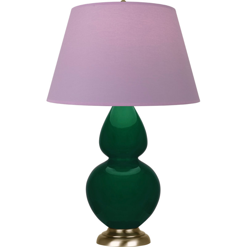 Lampe de table double gourde en céramique, Lavande / prune, Jungle glacé / laiton, Laiton