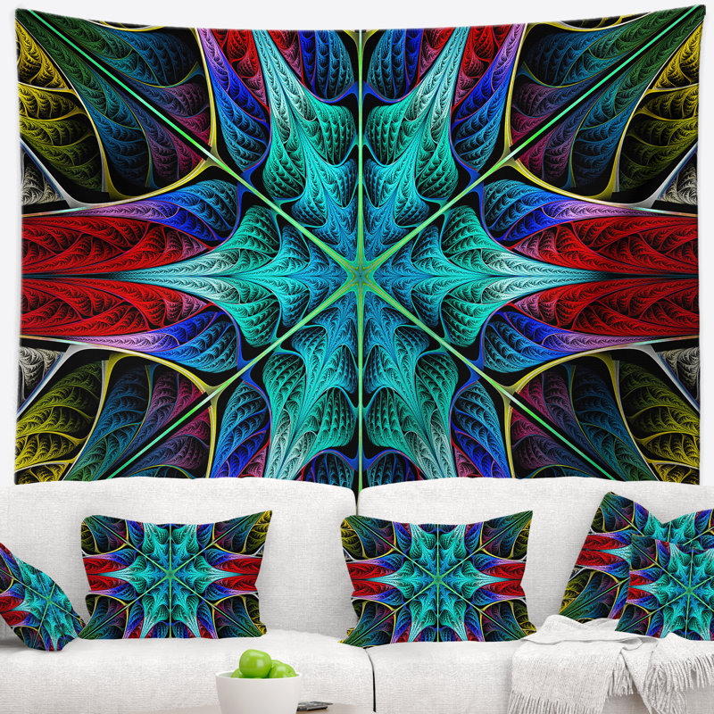 Tapisserie de couches fleur lumineuses abstraites, H 32 po x l 39 po