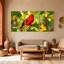 Oiseaux oiseaux rouges sur fond d'automne, ensemble de 3 impressions sur toile-819863114
