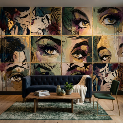 Papier peint comique Pop Art, yeux, mode, illustration