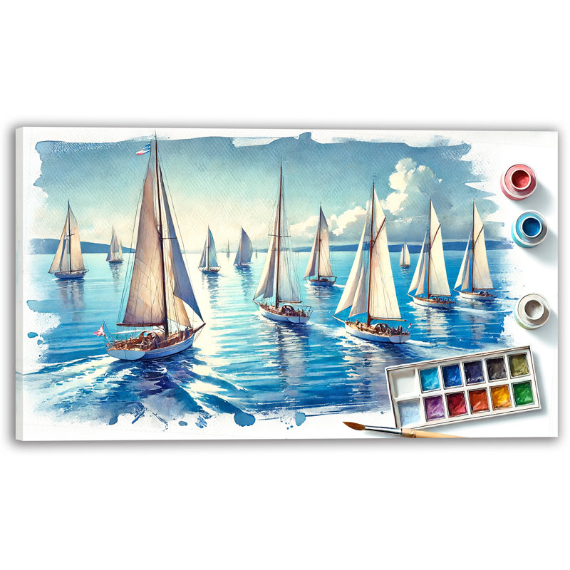Voilier régate sur toile tendue, H 20 po x l 35 po