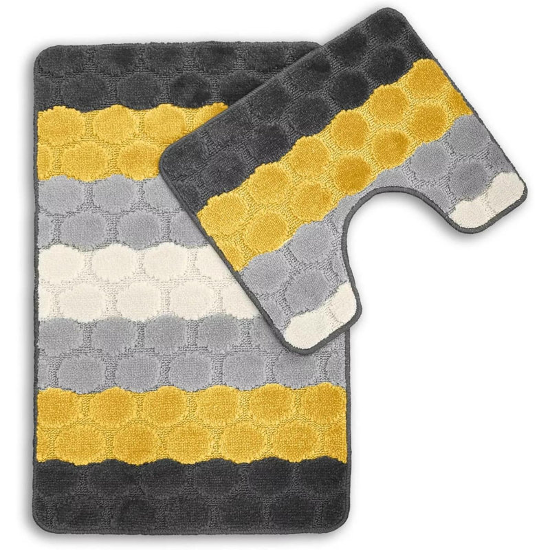 Polypropylene, Rubber Bath Mat, Black/Yellow