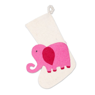 Chaussette de noël en laine d’éléphant de fêtes