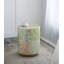 D14x18" Cylindrical Garden Capiz Stool, Accent Side Table, Green/Pink
