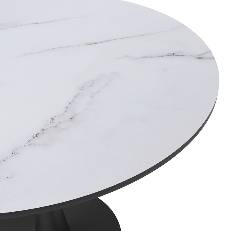 Table de salle à manger 31 po Hadsell, 31" Wide, Blanc marbré