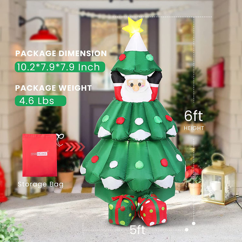 Arbre de Noël accrocheur avec père Noël et 2 boîtes-cadeaux gonflables